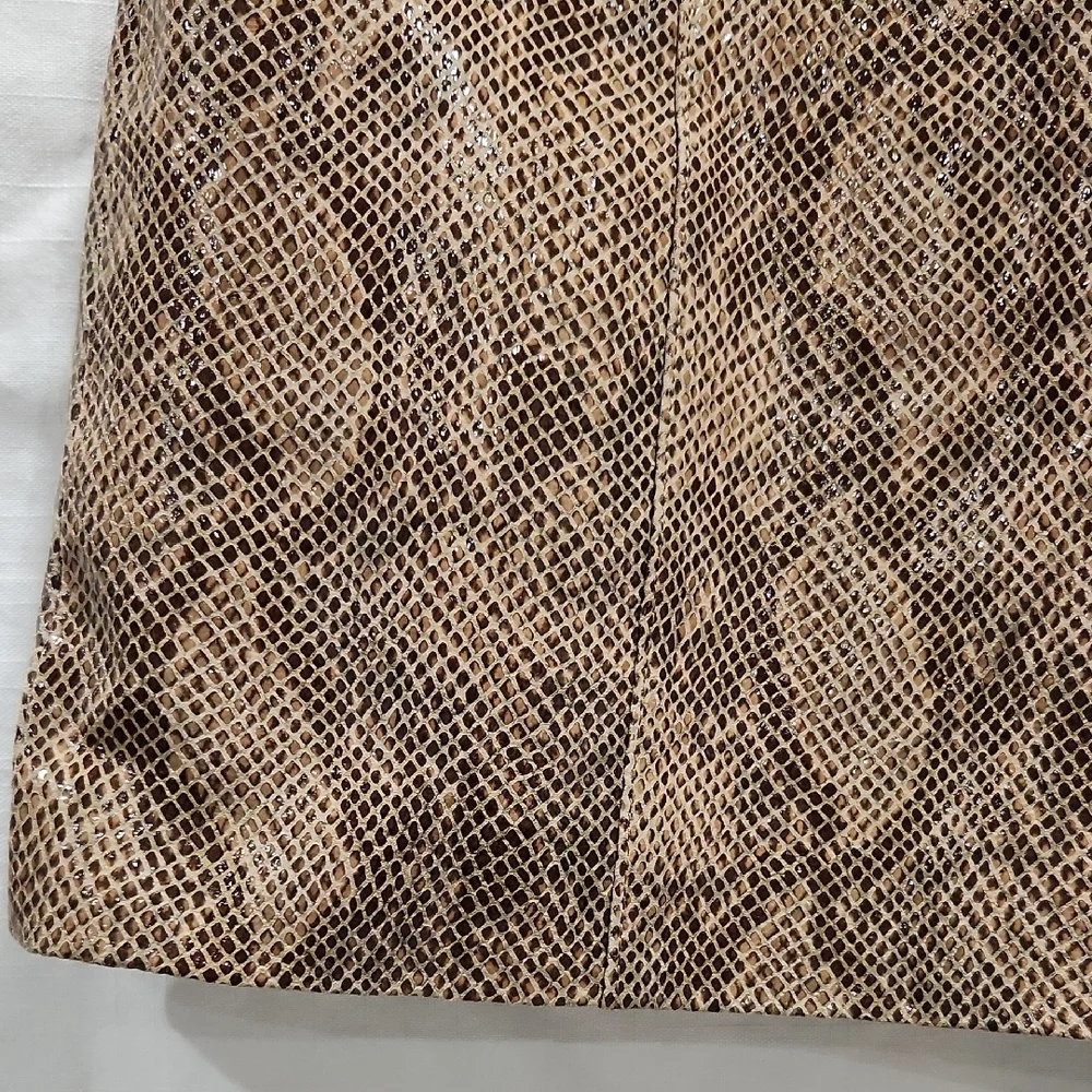 Zara Tan Patterned Mini Skirt Snake Print